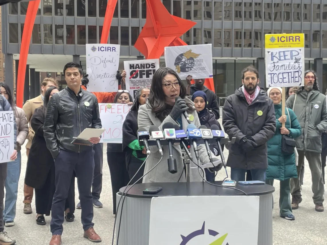 اعتراض فعالان حقوق مهاجران در شیکاگو به طرح ممنوعیت سفر به امریکا